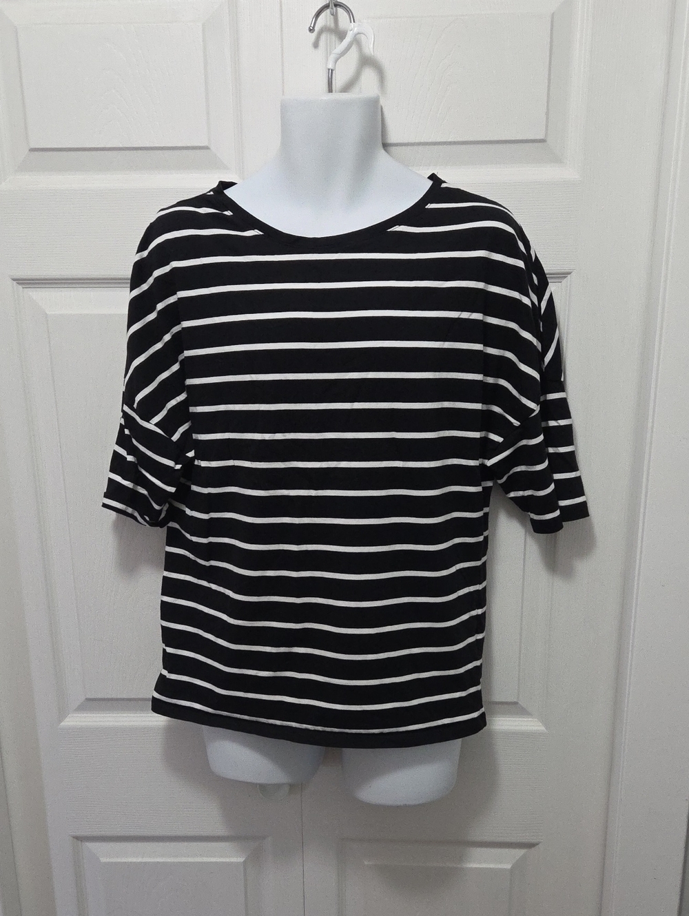Jacob XXL (Fits Smaller) Black and White Striped Short Sleeve Tee